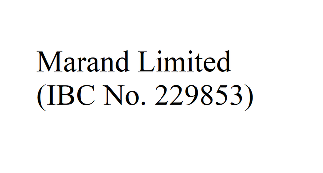 NOTICE OF DISSOLUTION Marand Limited (IBC No. 229853)